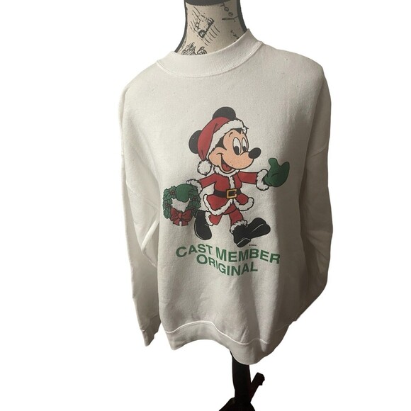 VTG Disney Cast Member Original Sweatshirt Mickey Mouse Holidays Sz Large RARE - Picture 12 of 15